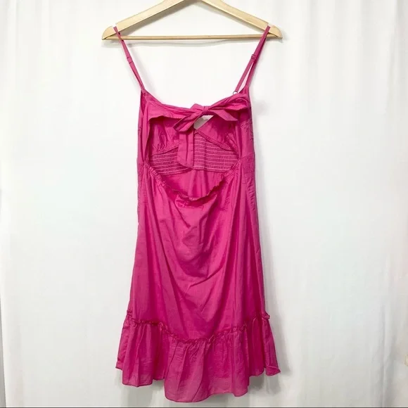 NWT- Manito Trend-Fuchsia Solid Eyelit Tie back Dress -M - Picture 5 of 14